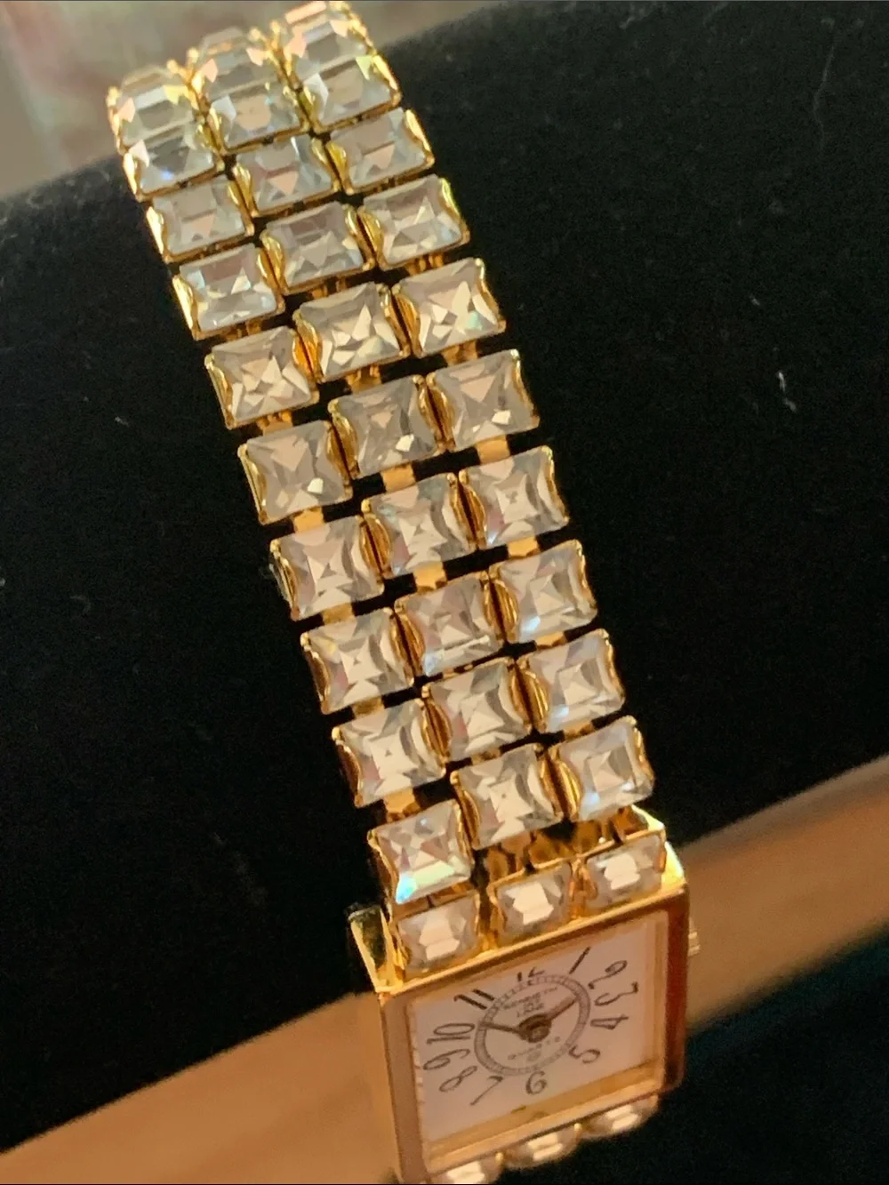 Vintage 1980’s Kenneth Jay Lane cocktail gold & Rhinestone watch